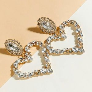 Gemstone Decor Heart Drop Earrings